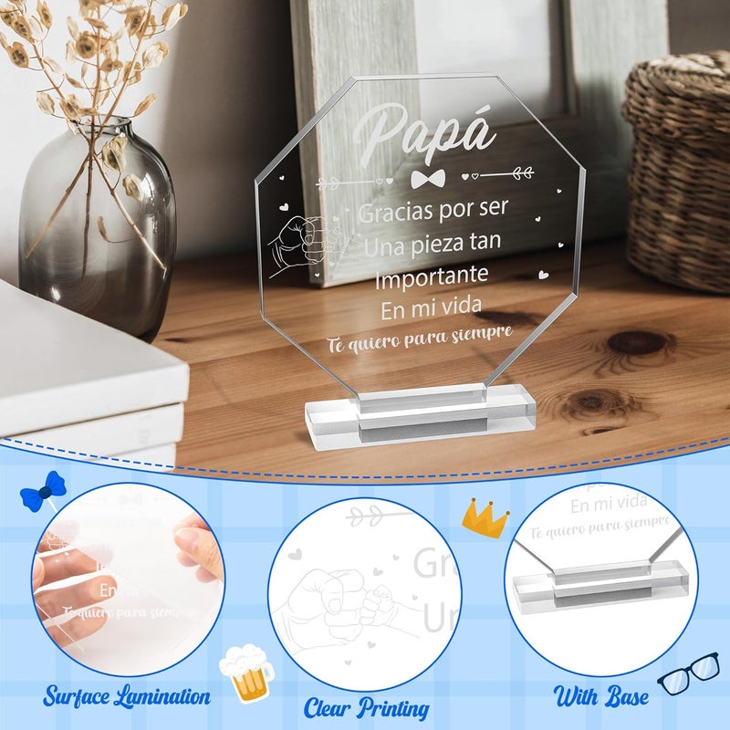 Yopyame Dad Gifts Acrylic Plaque - Regalos para Papá Acrylic Gift Keepsake Paperweight Gifts for Dad in Spanish Christmas Thanksgiving Father's Day Ideas Gifts for Dad Birthday from Son Daughter - Image 3